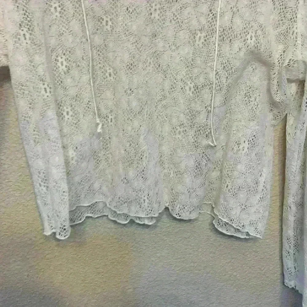 Angel Tattoo white lace long sleeve sz L 90s vintage moto hippie grunge preppy